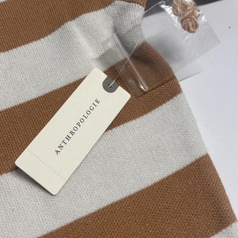 Maeve Anthropologie Sweater Womens XXS Beige Stripe Mock Neck Knit Pullover - Picture 8 of 14